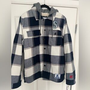 Plaid, Sherpa-lined Seattle Mariners jacket- NWT